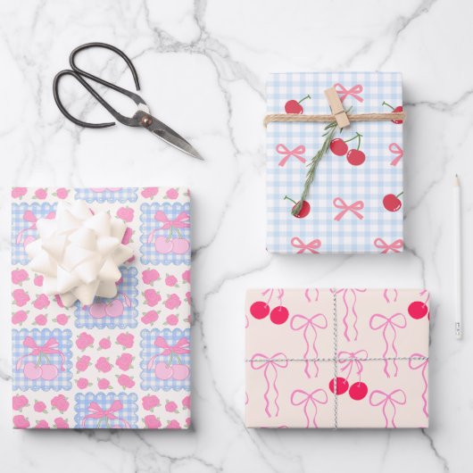 Coquette Pastel Kersen Mooie Inpakpapier Vel (Voorkant)