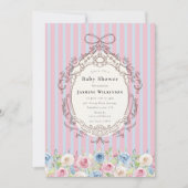 coquette pastel Rose Baby Shower with qr code rsvp Kaart (Voorkant)