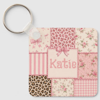 Coquette Patchwork Bloemige Luipaard Sleutelhanger