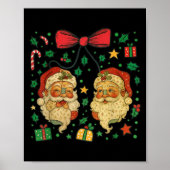 Coquette Patchwork Santa Claus Retro Christmas Fun Poster (Voorkant)