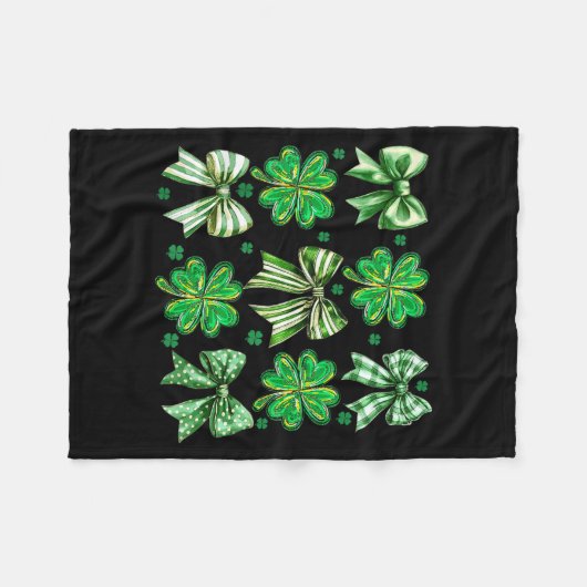 Coquette Patrick's Day Bow,shamrock Lucky Bow Funn Fleece Deken (Voorkant (Horizontaal))