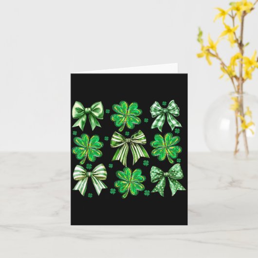 Coquette Patrick's Day Bow,shamrock Lucky Bow Funn Kaart (Gele Bloem)