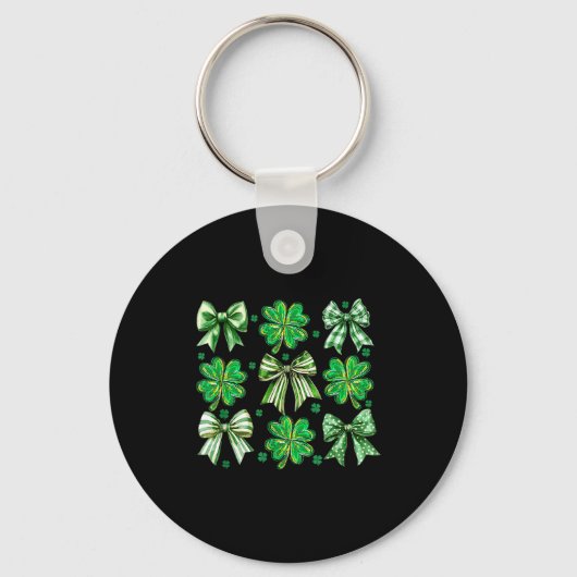 Coquette Patrick's Day Bow,shamrock Lucky Bow Funn Sleutelhanger (Voorkant)