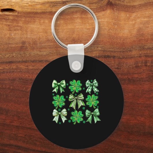 Coquette Patrick's Day Bow,shamrock Lucky Bow Funn Sleutelhanger (Voorkant)