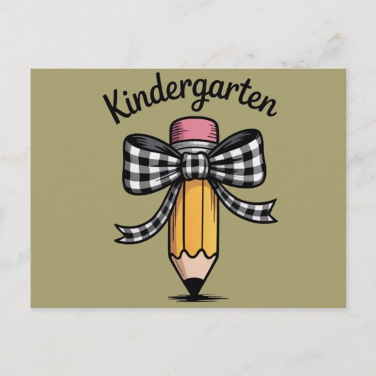 Coquette Pencil Bow Kleuterschool Briefkaart (Voorkant)