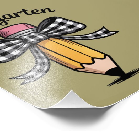 Coquette Pencil Bow Kleuterschool Foto Afdruk (Hoek)