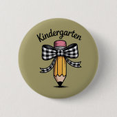 Coquette Pencil Bow Kleuterschool Ronde Button 5,7 Cm (Voorkant)