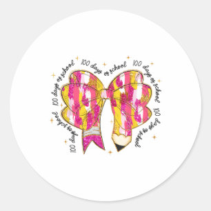 Coquette Pencil Bow Teacher 100 dagen schoolmeisje Ronde Sticker