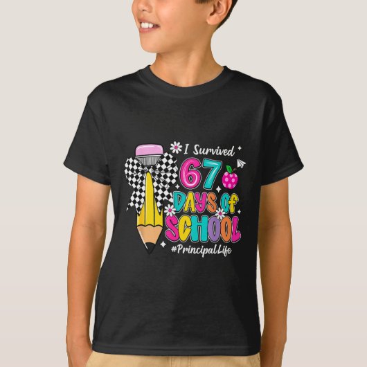 Coquette Pencil I Survived 67 Days Of School Princ T-shirt (Voorkant)
