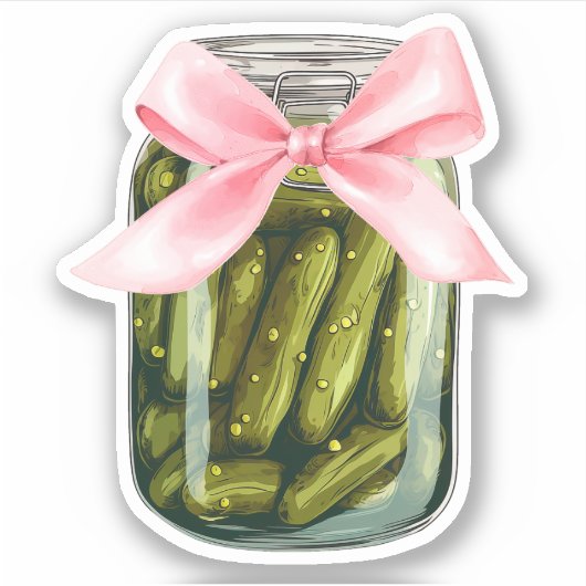 Coquette Pickle Roze Boog Sticker (Voorkant)
