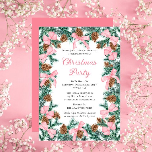 Coquette Pine Boughs en Bows Kerstfeest Kaart