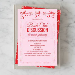 Coquette Pink Book Club Invitation Kaart