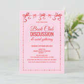 Coquette Pink Book Club Invitation Kaart (Staand voorkant)