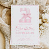 Coquette PINK BOW 2e verjaardag Uitnodiging