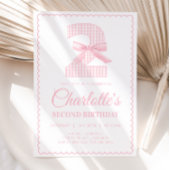 Coquette PINK BOW 2e verjaardag Uitnodiging