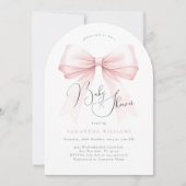 Coquette Pink Bow Arch Baby shower Uitnodiging (Voorkant)