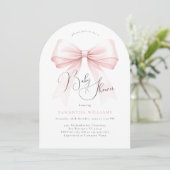 Coquette Pink Bow Arch Baby shower Uitnodiging (Staand voorkant)