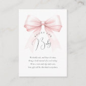 Coquette Pink Bow Baby shower Boeken voor Baby Informatiekaartje (Voorkant)