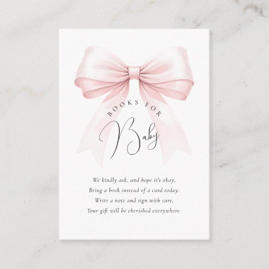 Coquette Pink Bow Baby shower Boeken voor Baby Informatiekaartje (Voorkant)