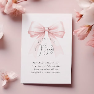 Coquette Pink Bow Baby shower Boeken voor Baby Informatiekaartje