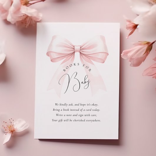 Coquette Pink Bow Baby shower Boeken voor Baby Informatiekaartje