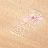 Coquette Pink Bow Baby shower Girl Acryl Uitnodigingen (Laagn)