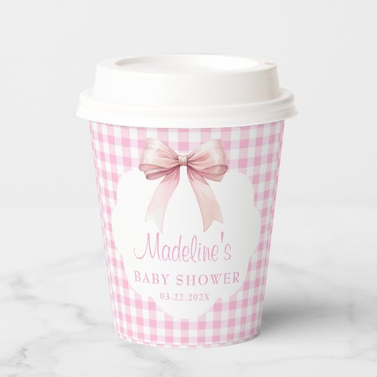 Coquette Pink Bow Baby shower Girl Papieren Bekers (Voorkant)
