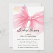 Coquette Pink Bow Baby Shower Invitation Kaart (Voorkant)
