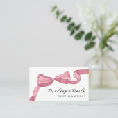 Coquette Pink Bow Beauty QR Code Visitekaartje (Staand voorkant)