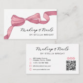 Coquette Pink Bow Beauty QR Code Visitekaartje (Voorkant / Achterkant)