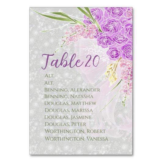 Coquette Pink bow Bouquet Table Assignment Kaart (Voorkant)