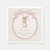 Coquette Pink Bow Bunny Rabbit Birthday Napkins Servet (Voorkant)