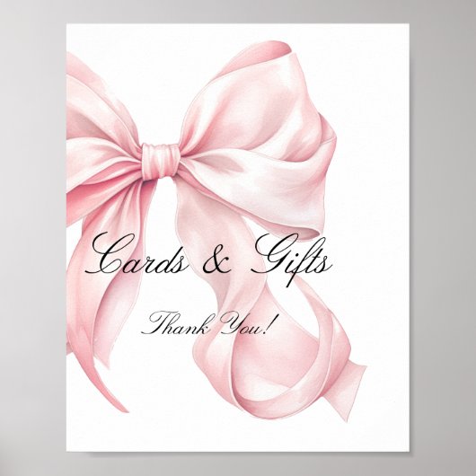 Coquette Pink Bow Cards and Gifts Sign Poster (Voorkant)