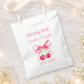 Coquette Pink Bow Cherry Bachelorette Party Bedankzakje (Geknipt)