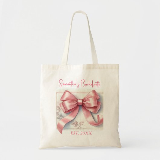 Coquette Pink Bow Cherry Bachelorette Party Tote Bag (Voorkant)