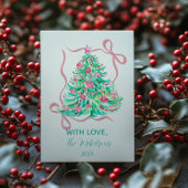 Coquette Pink Bow Christmas Feestdagenkaart