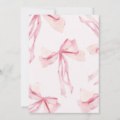 Coquette PINK BOW Eerste Verjaardag Uitnodiging (Achterkant)