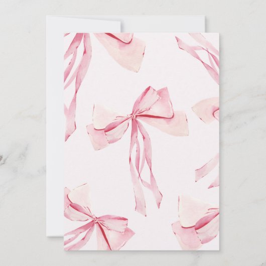 Coquette PINK BOW Eerste Verjaardag Uitnodiging (Achterkant)