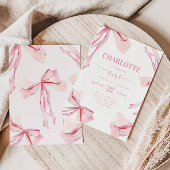 Coquette PINK BOW Eerste Verjaardag Uitnodiging