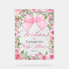 Coquette Pink Bow en Rozen Baby shower Welkom Acryl Bord