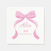 Coquette Pink Bow First Birthday Napkins Servet (Voorkant)