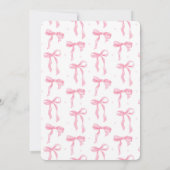 Coquette Pink Bow First Birthday Photo Invitation Bedankkaart (Achterkant)