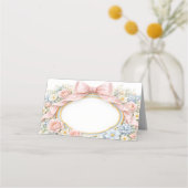 Coquette Pink Bow Floral  Plaatskaartje (Voorkant)