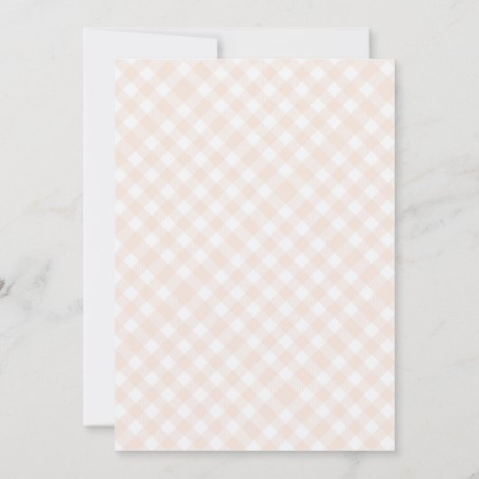 Coquette Pink Bow Gingham Girl Baby Shower Kaart (Achterkant)
