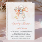 Coquette Pink Bow Gingham Girl Baby Shower Kaart