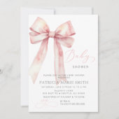 Coquette Pink Bow Girl Baby shower Kaart (Voorkant)