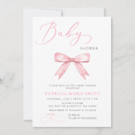 Coquette Pink Bow Girl Baby shower Kaart
