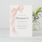 Coquette Pink Bow Girl's 1st Birthday Kaart (Staand voorkant)