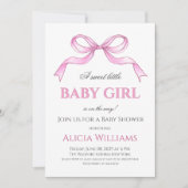 Coquette Pink Bow Het is een meisje Baby shower Kaart (Voorkant)