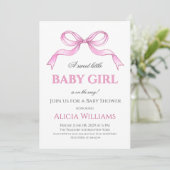 Coquette Pink Bow Het is een meisje Baby shower Kaart (Staand voorkant)